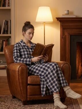Christian Dior Vintage 80’s Plaid Lace M Flannel Cotton Nightgown Cottagecore